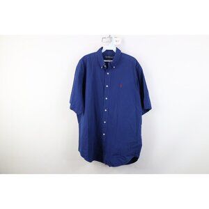 Vintage 90s Ralph Lauren Mens Large Faded Blake Short Sleeve Button Down Shirt